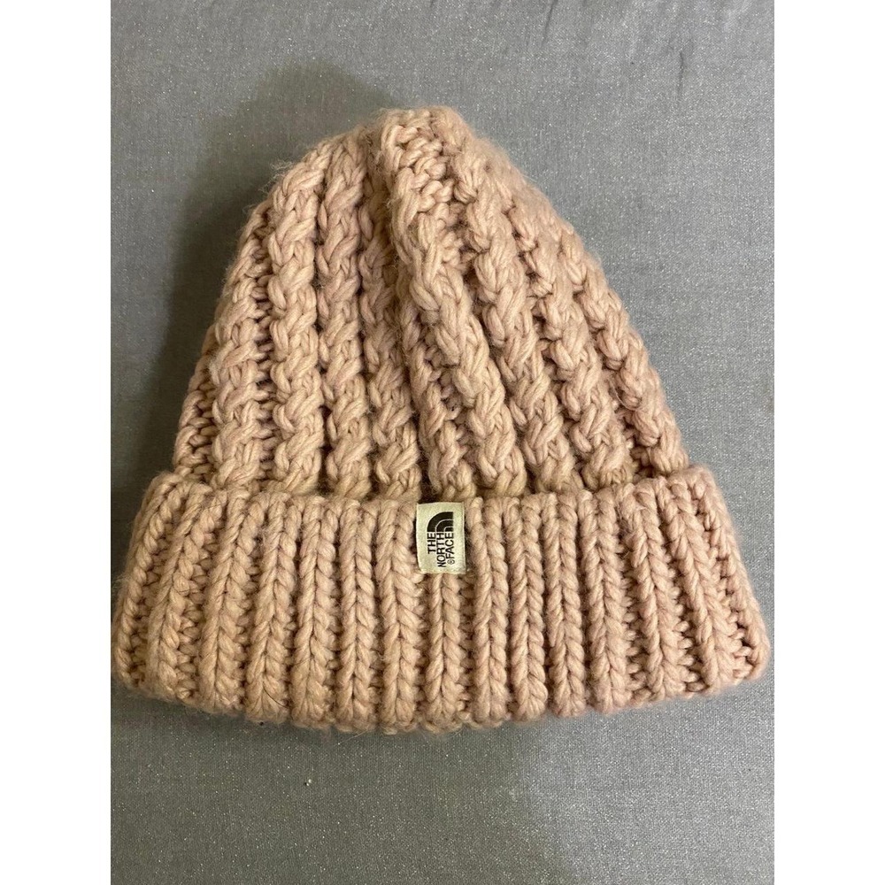 The North Face Beanie Hat Beige Bulky Knit OSFM Chunky Knit SKU21